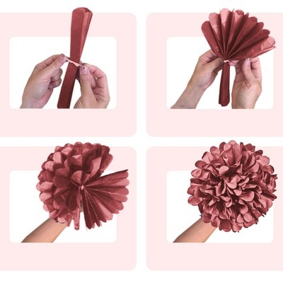 EpiqueOne 20-Piece Blush Pink and Cream Tissue Paper Pom Poms Kit
