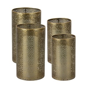 Decorative Punched Metal Candle Holders – 10" Tall Set of 4 by Melrose - 1 of 3