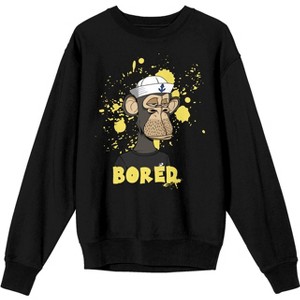 Bored of Directors Bored Ape with Yellow Splash Dots Men's Black Crew Neck Sweatshirt - 1 of 3
