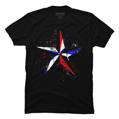 Men's Design By Humans American Flag Nautical Star - Grunge By Mel00 T-Shirt