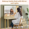 Vanity Desk, Makeup Vanity Desk with Mirror and Lights 3 Colors, 5 Drawers and 3 Storage Shelves - 2 of 4