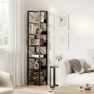 Bookshelf Tall Skinny Bookcase 6 Tier Storage Rack Rustic Corner Shelf - 1 of 4