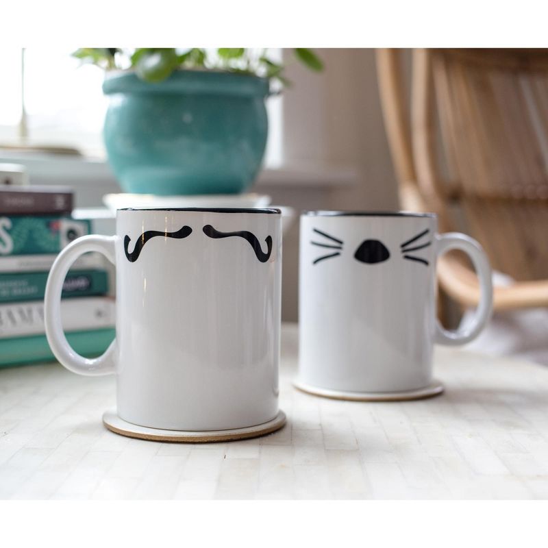 Ukonic Friends Mr. Rachel Whiskers and Mrs. Ross Moustache Double-Sided Mugs | Set of 2, 4 of 8