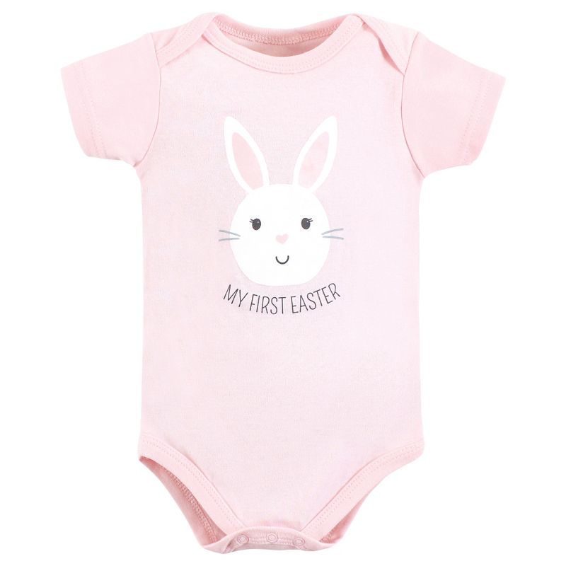Hudson Baby Infant Girl Cotton Bodysuits, Happy Easter, 5 of 6