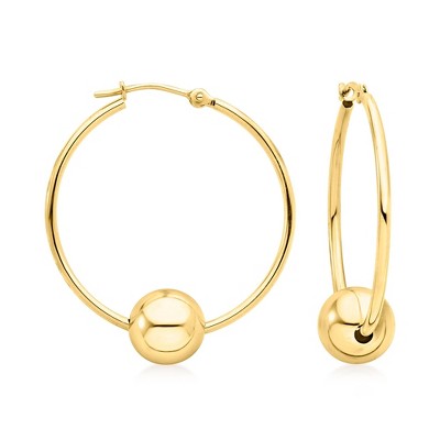 Ross-Simons 14kt Yellow Gold Hoop Earrings With 8mm Bead