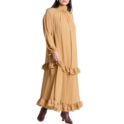 ELOQUII Women's Plus Size Ruffle Oversized Trapeze Maxi Dress