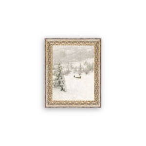 Petal Lane Winter Landscape Fancy Gold Framed Art - 1 of 2