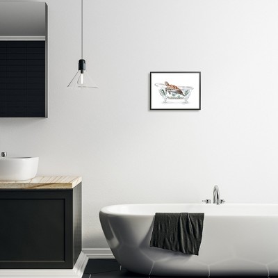 Black Framed Turtle Swimming in Bathtub Canvas Print, 11 x 14