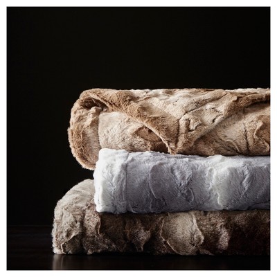 Luxurious Zuri Faux Fur & Mink Reversible Oversized Throw - Gray