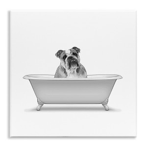 Stupell Industries English Bulldog Dog Bath Tub, 12" x 12" - 1 of 4