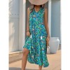 Coolmee Women Boho Dresses V Neck Loose Fit Casual Sleeveless Dress Bohemian Geometric Pattern Maxi Casual Summer Dresses - 2 of 4