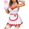 Clotth Women's Maid Costume - Roleplay Lingerie Sleepwear Dress with necklace, apron, thigh ring, wristband and thong, Halloween Accessory - 3 of 4