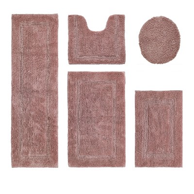 Lux Premium 100% Cotton Tufted Solid Reversible 5 PC Bath Rug Set – Ultra-Soft, Water-Absorbent, Durable, Machine Washable Bathroom Rug