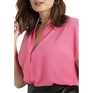 ELOQUII Women's Plus Size Notch Collar Blouse - 1 of 4