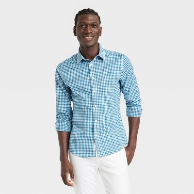 Men's Slim Fit Stretch Poplin Long Sleeve Button-Down Shirt - Goodfellow & Co™