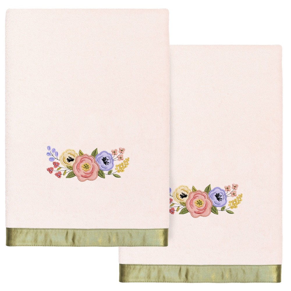 Photos - Towel 2pc Verano Design Embellished Bath  Set Blush - Linum Home Textiles