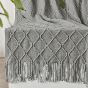 Inhand Knitted Gift Throw Blanket for Couch and Bed, 50"x60" Romatic Lightweight Decorative with Tassel, Farmhouse Warm Woven for Women - 1 of 4