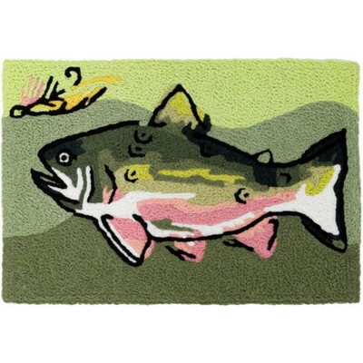 Jellybean Brook Trout Washable Doormat – 20"x30" Rustic Fishing-Inspired Indoor/Outdoor, Perfect Accent Mat for Cabin or Entryway