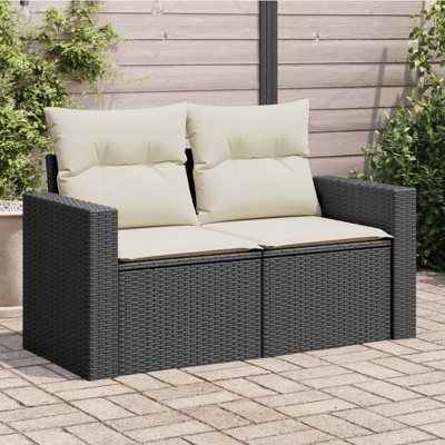 vidaXL Garden Sofa Black PE rattan  UV-resistant materials