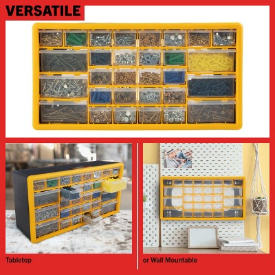 Yellow and Black 30-Drawer Plastic Small Parts Organizer