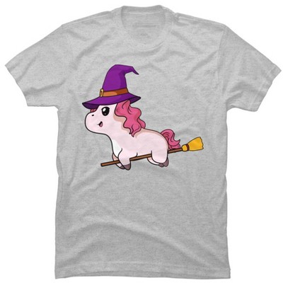 Men's Design By Humans Witch Unicorn Halloween T Shirt By thebeardstudio T-Shirt