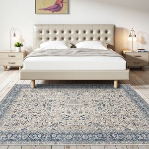 YEERSWAG Vintage Floral 9'x12' Indoor Area Rugs Non-Slip Carpet For Bedroom Living Room Balcony - 1 of 4