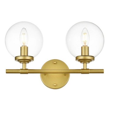 Elegant Lighting Ingrid 2 light Brass and Clear Bath Sconce