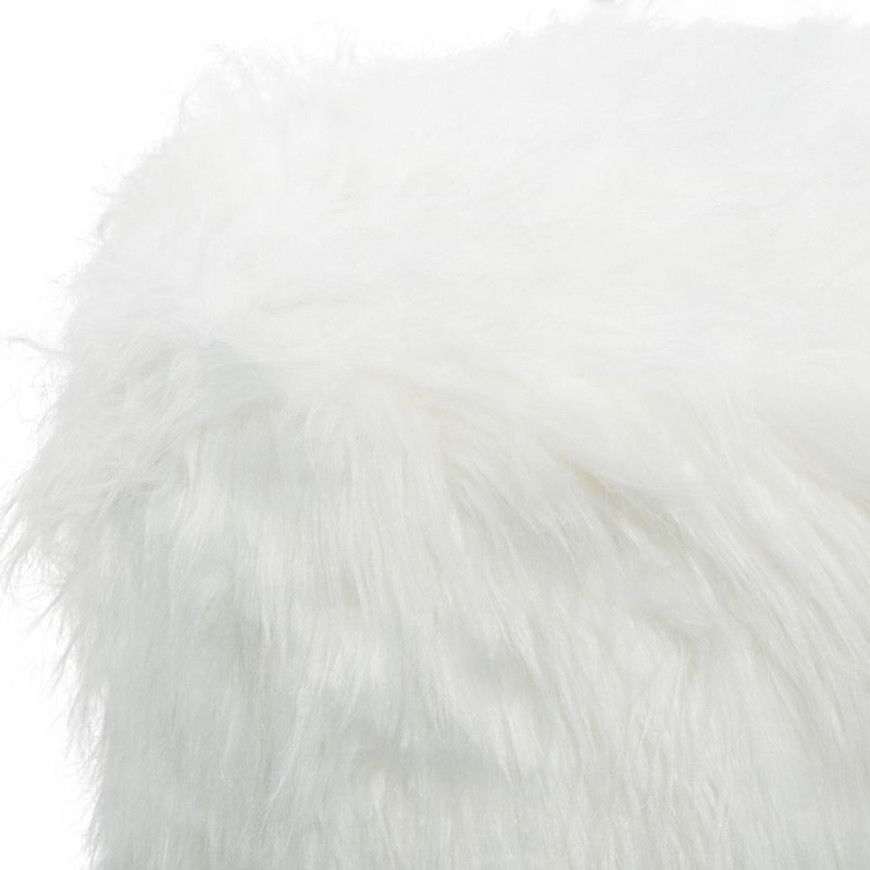 Contemporary Faux Fur Foot Stool White - Olivia &#38; May, 6 of 10