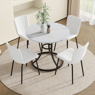 5 Piece Dining Table Set for 4, Modern Dining Set with 4 Upholstered Dining Chairs, Table and Chair Set - ModernLuxe