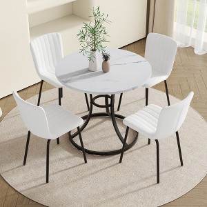 5 Piece Dining Table Set for 4, Modern Dining Set with 4 Upholstered Dining Chairs, Table and Chair Set - ModernLuxe - 1 of 4