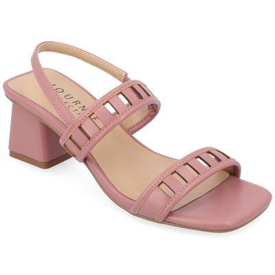 Journee Collection Womens Ismay Laser Cut Sling Back Block Heel Sandals