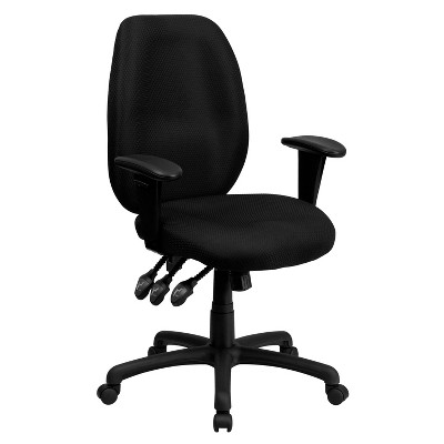 Emma and Oliver High Back Fabric 3-Paddle Ergonomic Swivel Office Chair Adjustable Arms