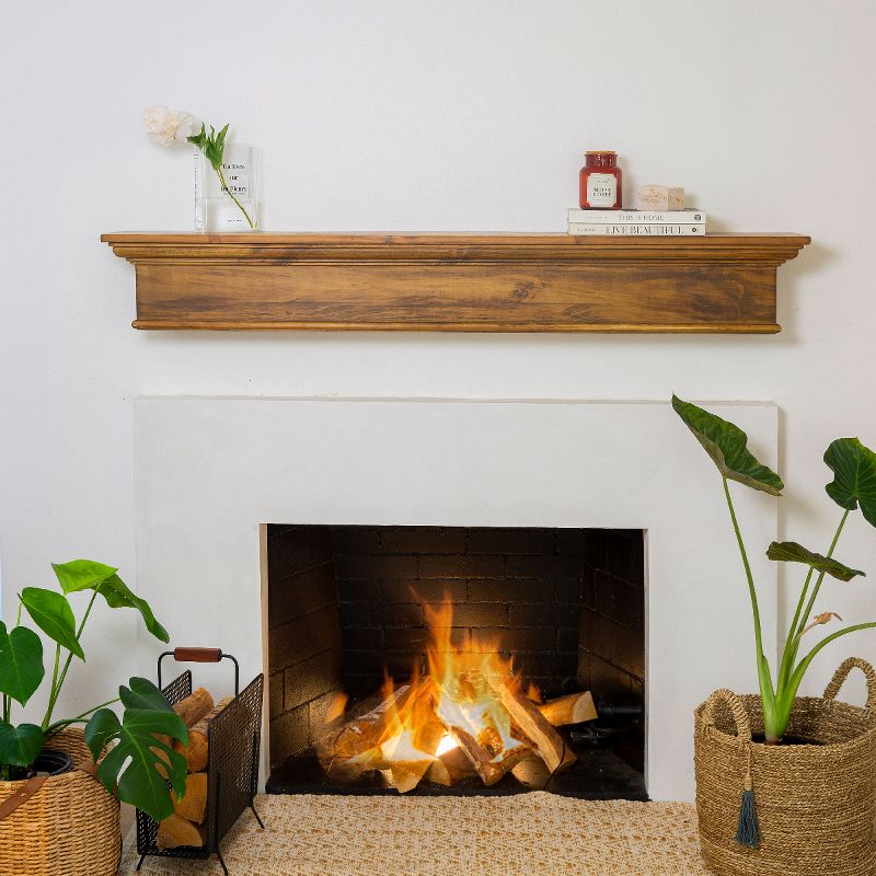 Barton 60" Floating Vintage Wood Fireplace Mantel Wall Shelf Beam, Vintage Ash, 3 of 7