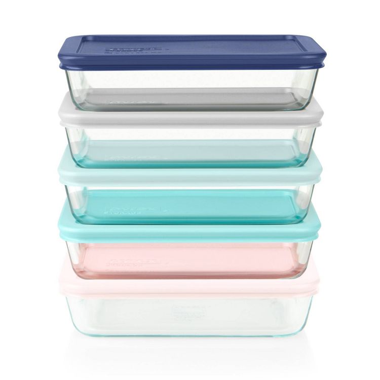 Pyrex 10pc Glass Meal Prep Set: Clear Glass Food Storage Containers with Plastic Lids, Dishwasher-Safe, 2 of 7