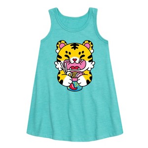 Girls' - Instant Message - Tiger Ramen Graphic Sleeveless Aline Dress - 1 of 3