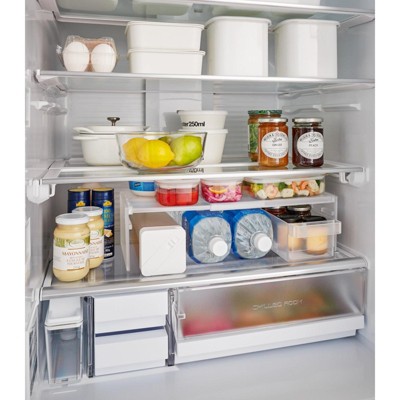 White Expandable Plastic Refrigerator Riser Shelf