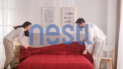 Navy and Light Blue Twin Reversible Microfiber Duvet