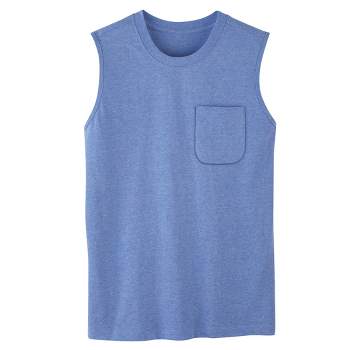 Collections Etc Men's Patch Pocket Crew Neck Sleeveless T-Shirt