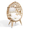 Crestlive Products Patio Wicker Egg Chair with Cushion and Pillow Oversized Rattan Hanging Basket Lounge Chair with Legs - 2 of 4