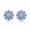 Guili Sterling Silver Stud Earrings with White Gold & Rhodium Plating and Colored CZ Stones – Elegant Design for Everyday Chic Style - 3 of 3