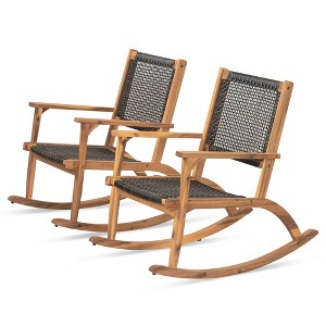 Cesicia 2 Pieces Patio Rocking Chair Set, Comfortable Garden Porch Chairs for Backyard, Balcony, and Poolside - 1 of 4