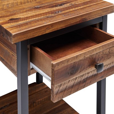 Claremont Rustic Square Wood & Metal End Table with Storage