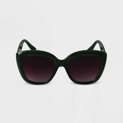 Women's Oversized Cateye Sunglasses - A New Day™ Green: Maximum UV Protection, Recycled Plastic Frame, Medium Fit