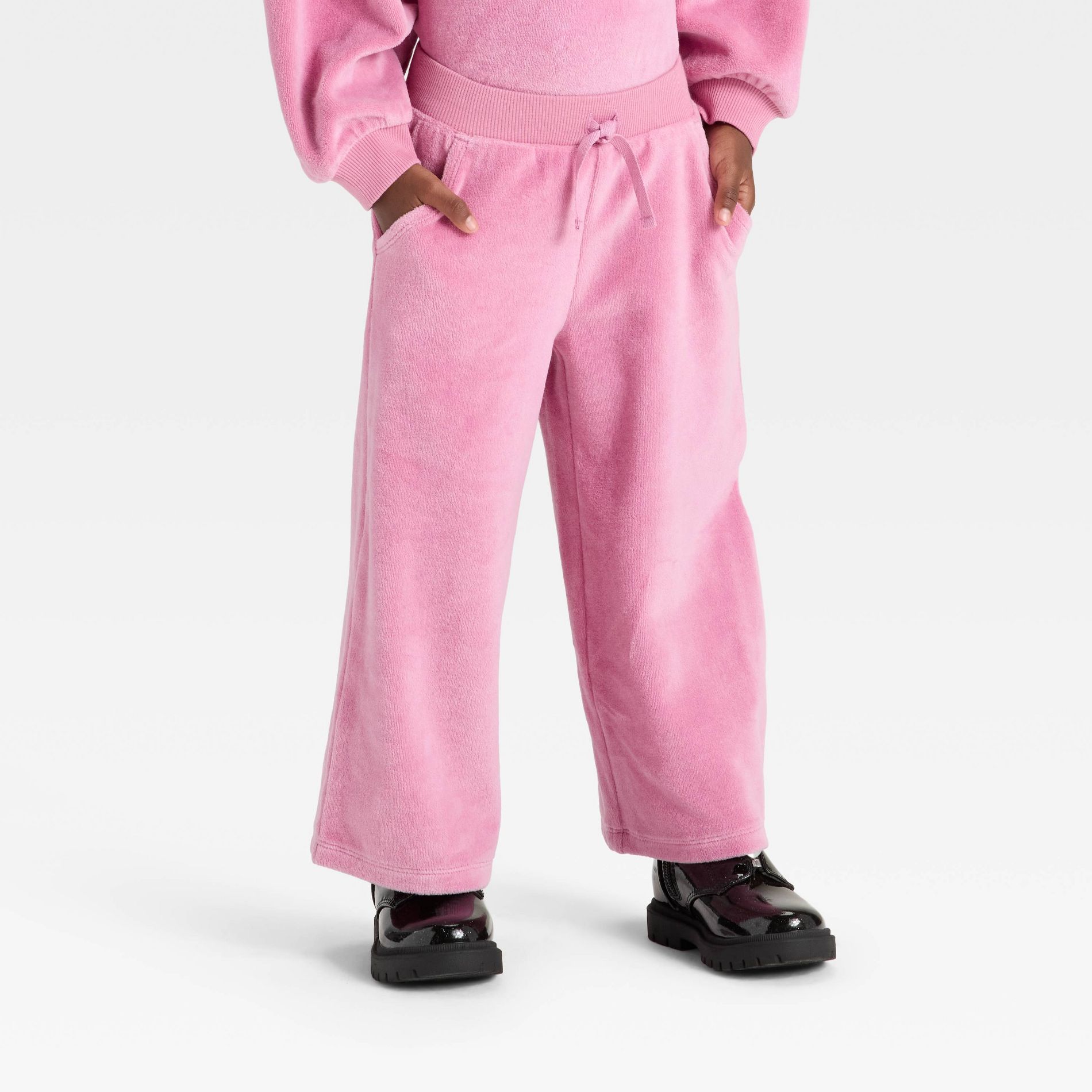 Toddler Girls' Velour Wide Leg Pants - Cat & Jack™ Pink 3T