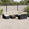 vidaXL 11 Piece Patio Sofa Set with Cushions Black and Cream Poly Rattan - 2 of 4