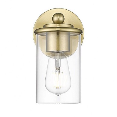 Luxe Gold Dimmable Cylinder Wall Sconce with Clear Glass