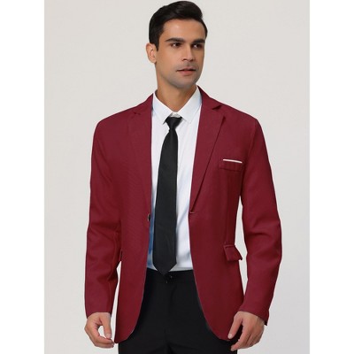 Lars Amadeus Men's Dress Slim Fit Blazer Single Breasted One Button Suit Sports Coat Small Burgundy — фото 2