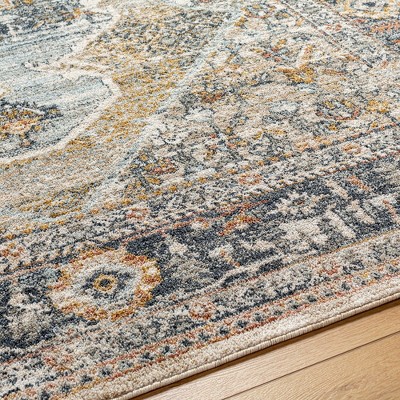 Mandee 6'7" x 9'6" Navy and Pale Blue Synthetic Fur Area Rug