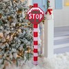 Angel Sar Lighted "SANTA STOP HERE" Christmas Yard Sign, 70 LED White Lights Outdoor Decoration with Ground Stakes, Holiday Road Sign for Lawn, Garden - 4 of 4