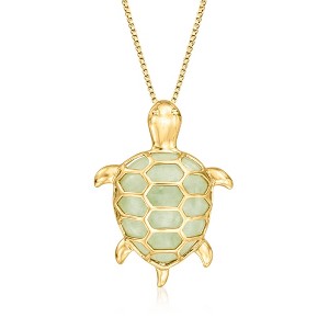 Ross-Simons Jade Turtle Pendant Necklace in 18kt Gold Over Sterling Size 18 - 1 of 3